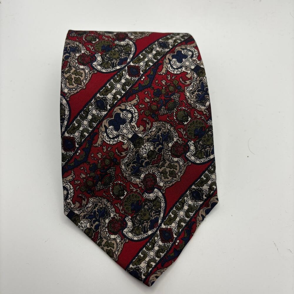 Christian Dior Monsieur Silk Tie Red Blue Paisley Baroque Made in USA